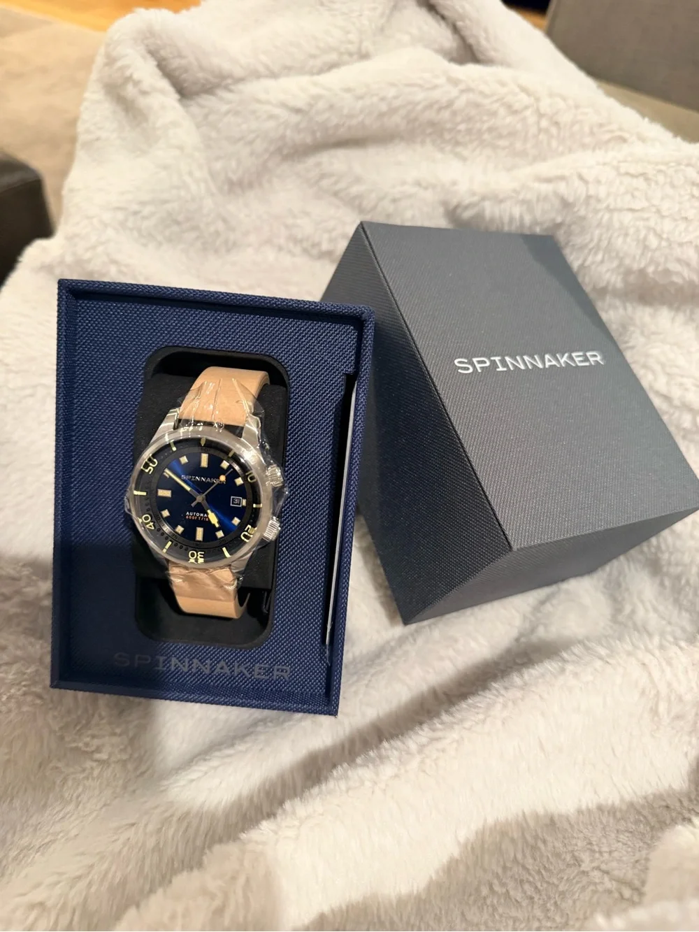 Spinnaker Blue Dial Automatic Watch with Tan Leather Strap Bradner Automatic